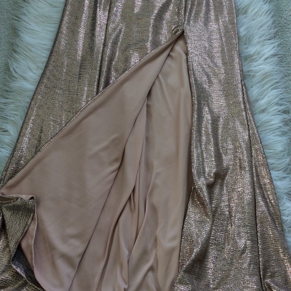 NWT R&M Richards Nightway Rose Gold Shimmer Gown - Picture 6 of 8